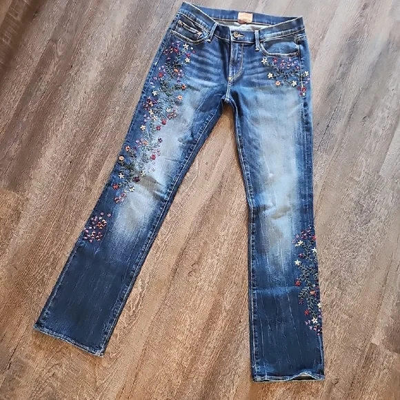 DRIFTWOOD Blue Embroidered Boot Cut Jeans - Picture 3 of 5